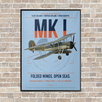 Thumbnail for Fairey Swordfish Mk I vertical canvas print - framed - light blue background