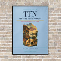 Thumbnail for Tenerife North Airport TFN vertical canvas print - framed - light blue background
