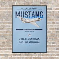 Thumbnail for Cessna Citation Mustang vertical canvas print - framed - light blue background