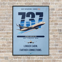 Thumbnail for Boeing 737-900ER vertical canvas print - framed - light blue background
