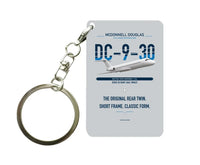 Thumbnail for McDonnell Douglas DC-9-30 design on light gray designed key chain, double-side print