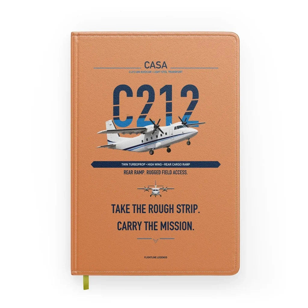 CASA C-212-400 Aviocar design on orange notebook