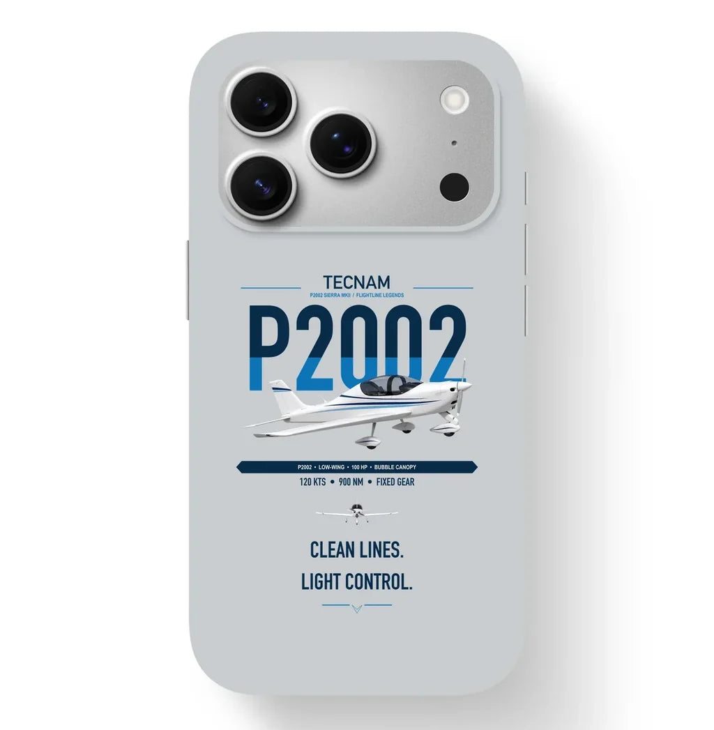 Tecnam P2002 Sierra MkII design on light gray magsafe iphone case, for iPhone 17 Pro