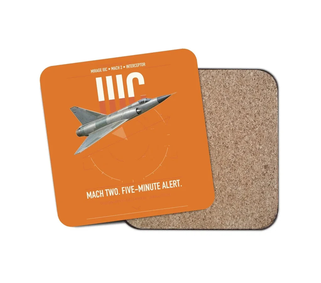 Dassault Mirage IIIC design on orange 1 piece coaster