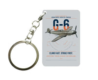 Thumbnail for Messerschmitt Bf 109G-6 design on light gray designed key chain, double-side print