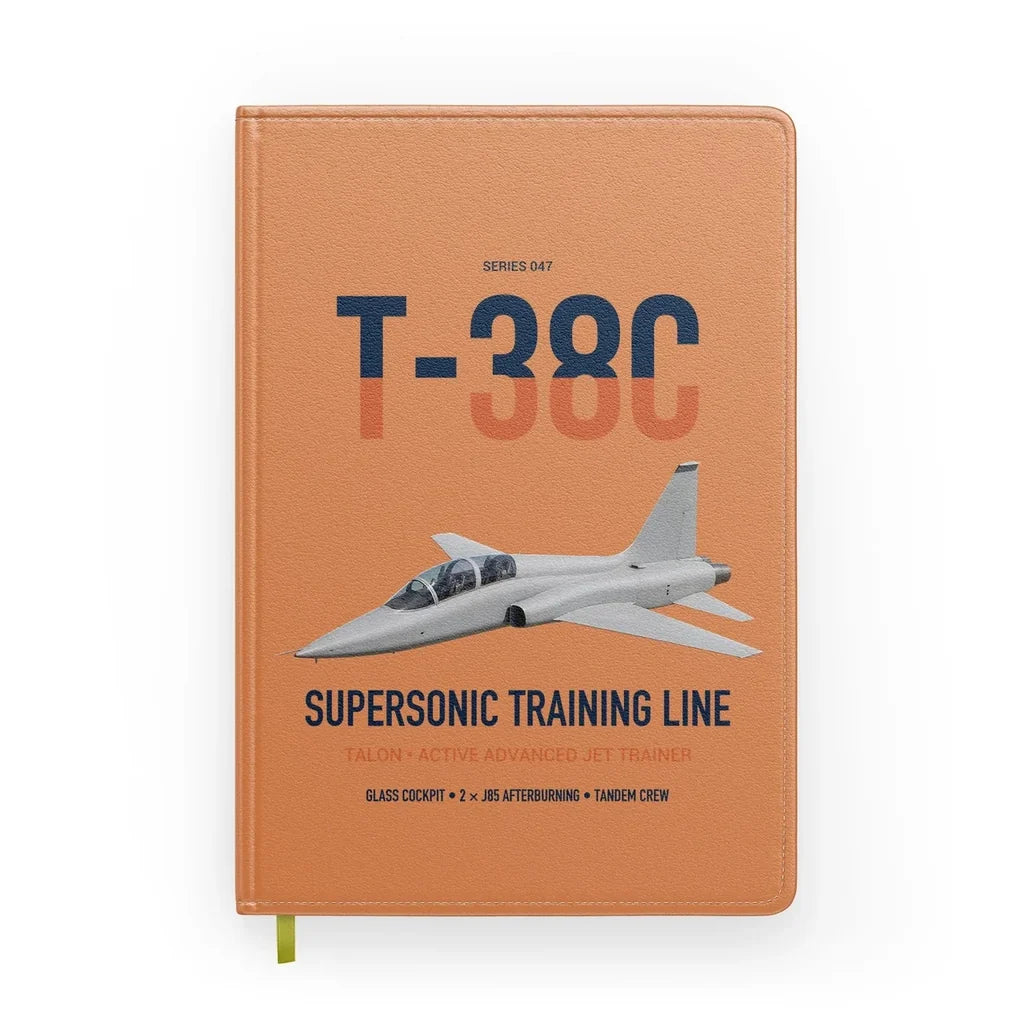 T-38C Talon design on orange notebook