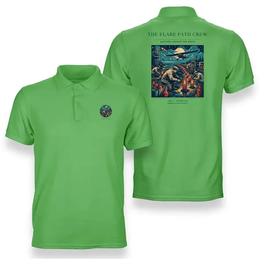 VINTAGE G4252 - The Flare Path Crew - Double-Side Polo T-Shirt design on lightgreen