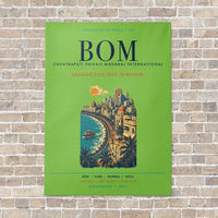 Thumbnail for Chhatrapati Shivaji Maharaj International Airport Mumbai BOM vertical canvas print - no frame - light green background