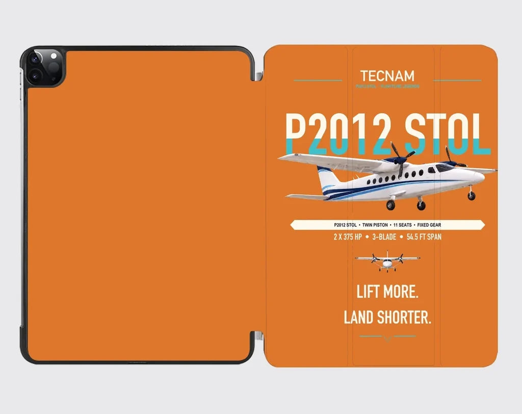 Tecnam P2012 STOL design on orange ipad tablet case
