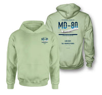 Thumbnail for McDonnell Douglas MD-80 design on light green double-side hoodie, double-side print
