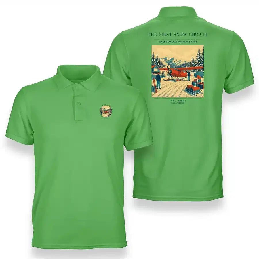VINTAGE G4480 - The First Snow Circuit - Double-Side Polo T-Shirt design on lightgreen