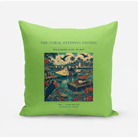 Thumbnail for VINTAGE G4060 - The Coral Stepping Stones - Designed Pillows design on lightgreen