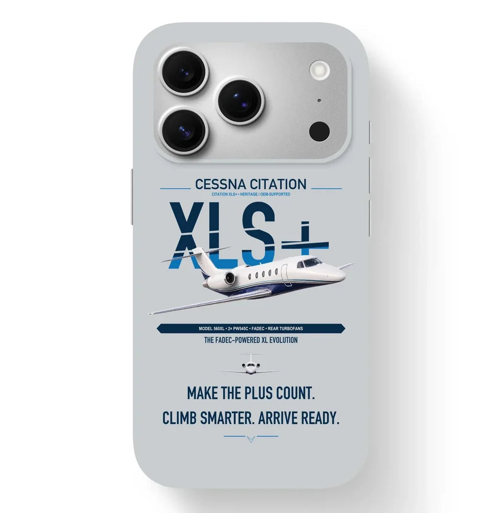 Cessna Citation XLSPlus design on light gray magsafe iphone case, for iPhone 17 Pro