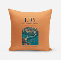 Thumbnail for City of Derry Airport (LDY) design on orange pillow