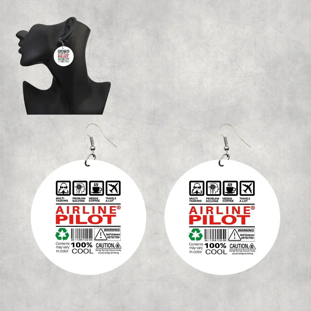 Airline Pilot Label Earrings - view 10
