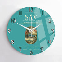 Thumbnail for Savannah-Hilton Head International Airport (SAV) design on turquoise no frame wall clock