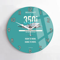Thumbnail for Beechcraft King Air 350i design on turquoise no frame wall clock