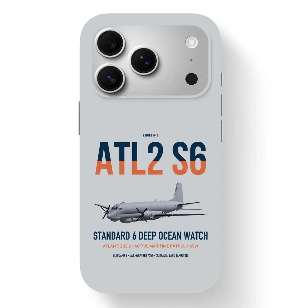 Atlantique 2 Standard 6 design on light gray magsafe iphone case, for iPhone 17 Pro