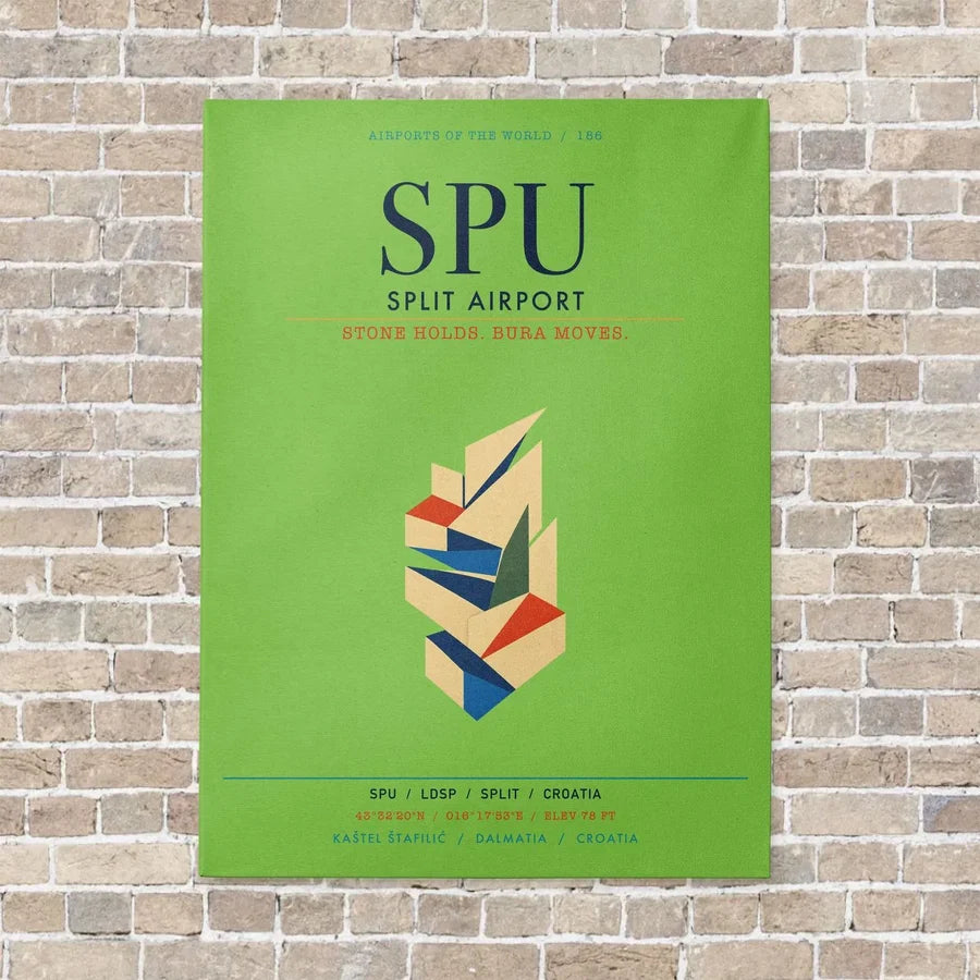 Split Airport SPU vertical canvas print - no frame - light green background