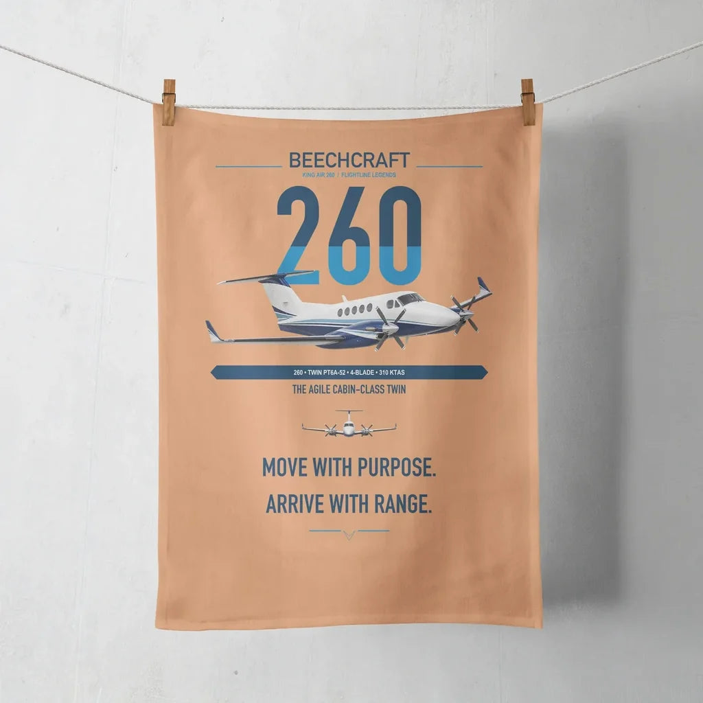 Beechcraft King Air 260 design on orange towel