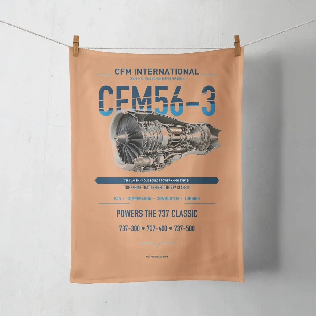 CFM56-3 design on orange towel