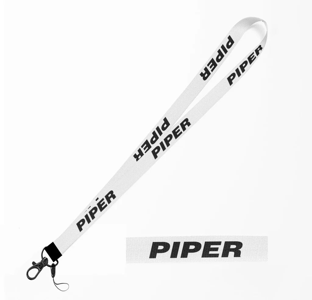 Piper & Text lanyard and ID holder in white