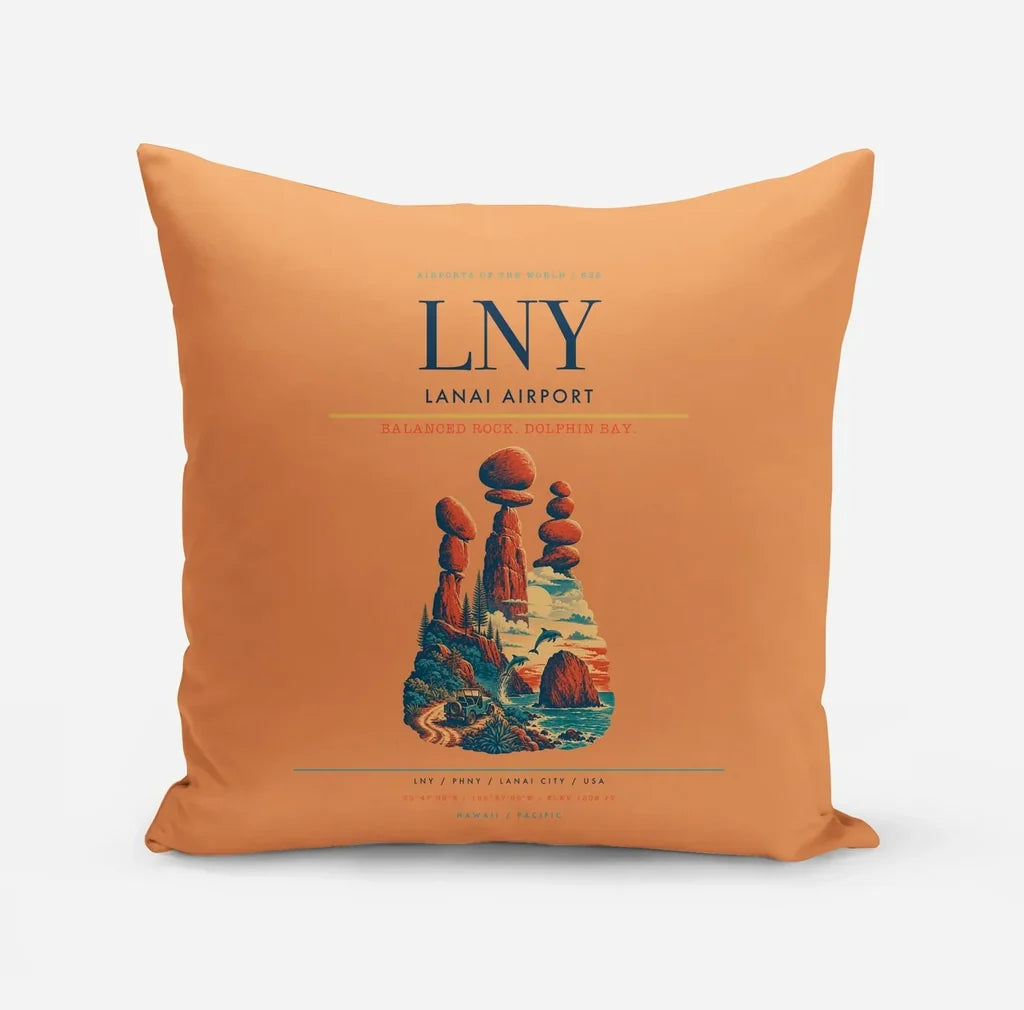 Lanai Airport (LNY) design on orange pillow