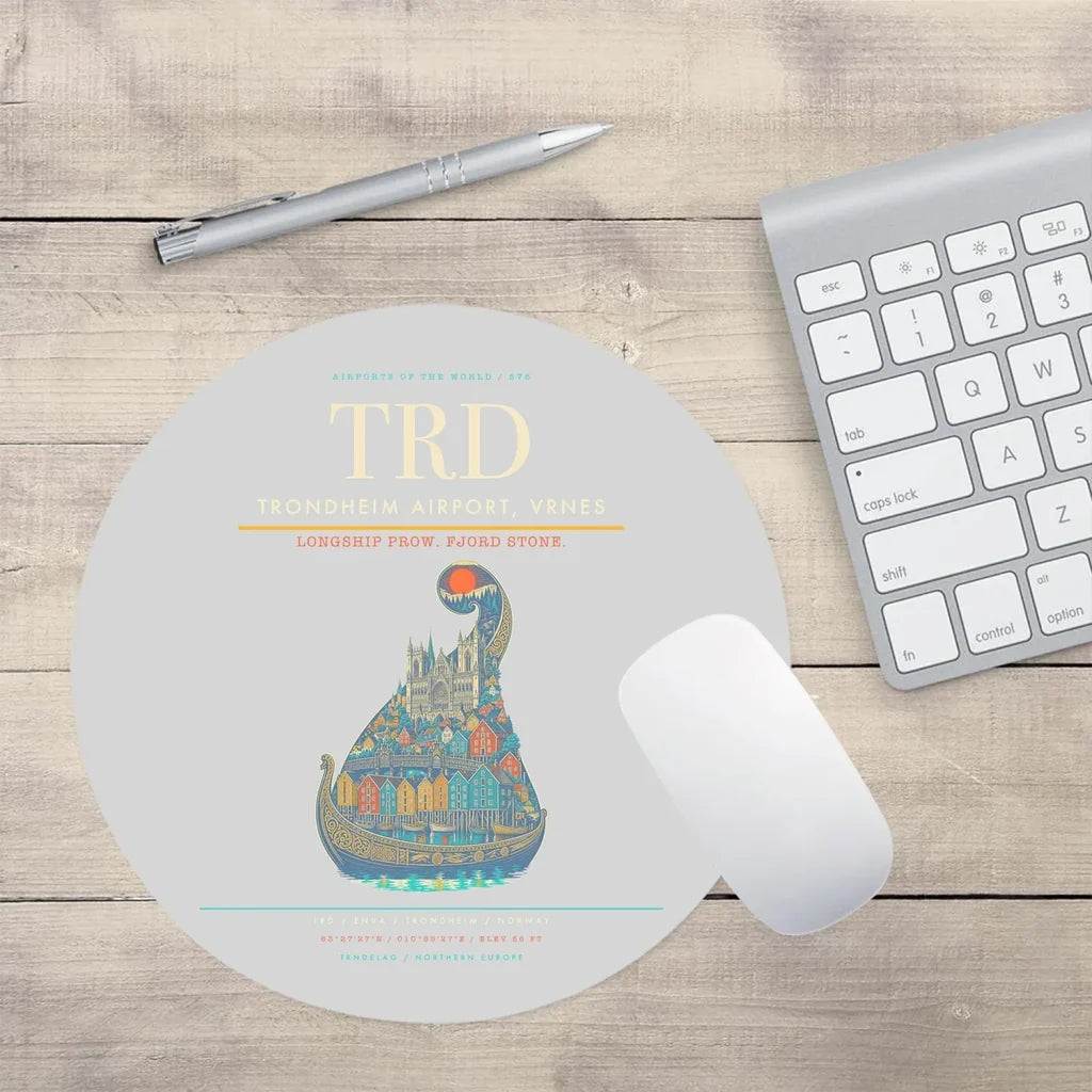 Trondheim Airport Vrnes TRD Mouse-Pad Round - Light Gray