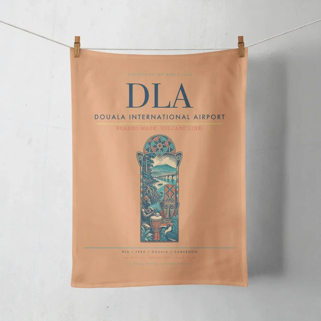 Douala International Airport (DLA) design on orange towel