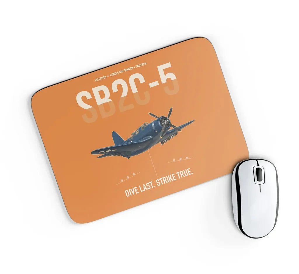 SB2C-5 Helldiver design on orange rectangle mouse pad