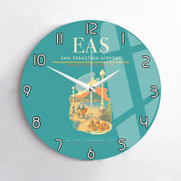 Thumbnail for San Sebastián Airport (EAS) design on turquoise no frame wall clock