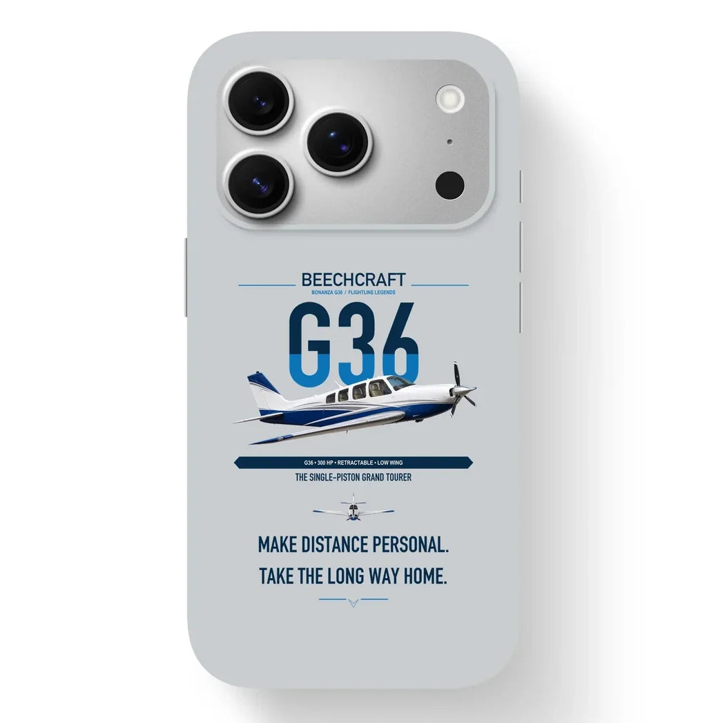 Beechcraft Bonanza G36 design on light gray magsafe iphone case, for iPhone 17 Pro