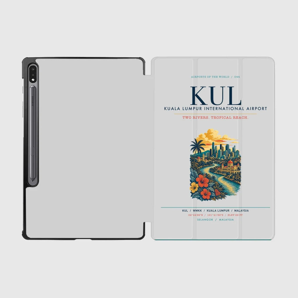 Kuala Lumpur International Airport (KUL) design on light gray samsung tablet tablet case