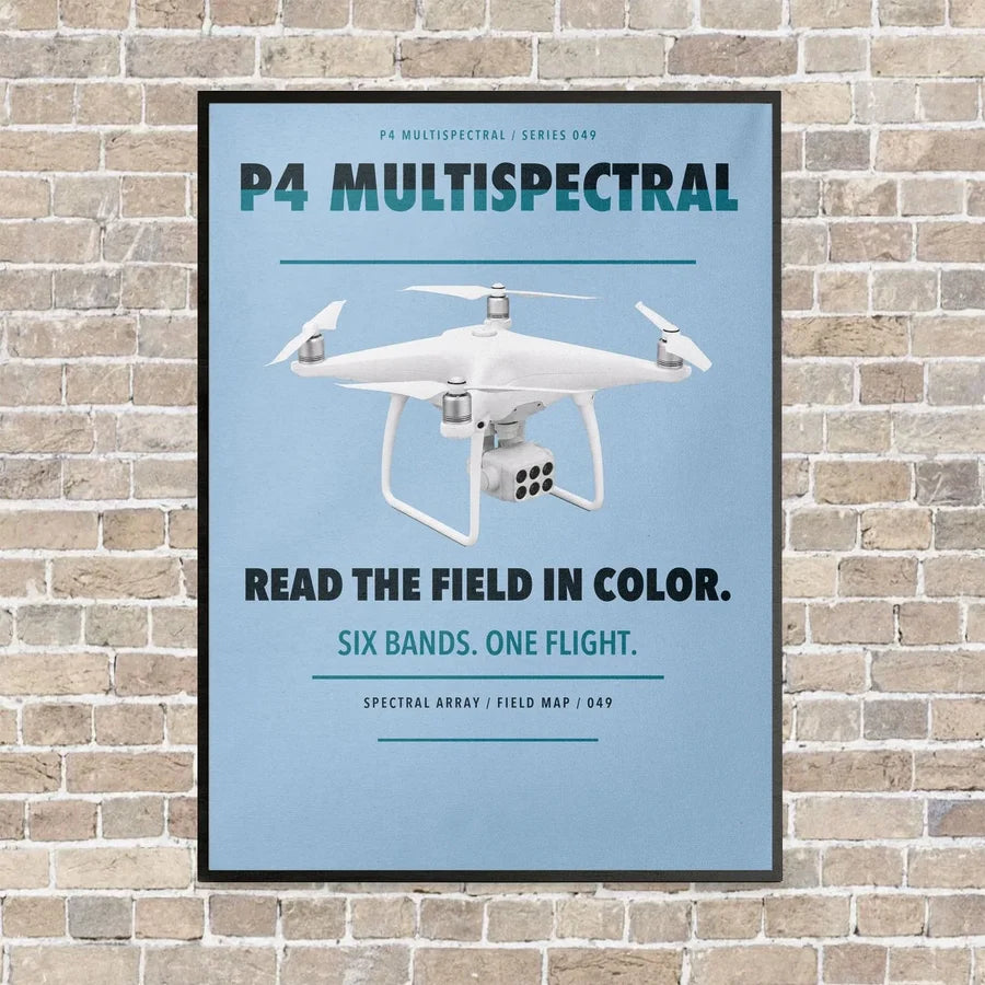 DJI P4 Multispectral vertical canvas print - framed - light blue background
