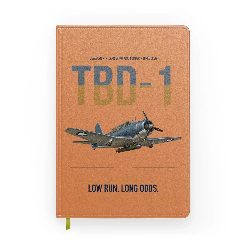 TBD-1 Devastator design on orange notebook