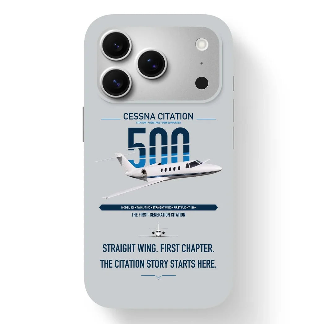 Cessna Citation 500 - Citation I design on light gray magsafe iphone case, for iPhone 17 Pro