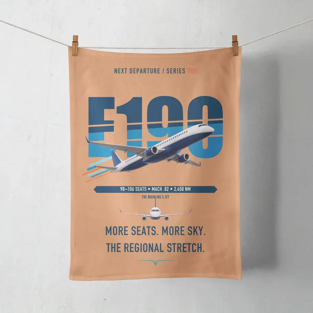 Embraer E190 design on orange towel