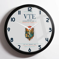 Thumbnail for Wattay International Airport Vientiane (VTE) design on light gray framed wall clock