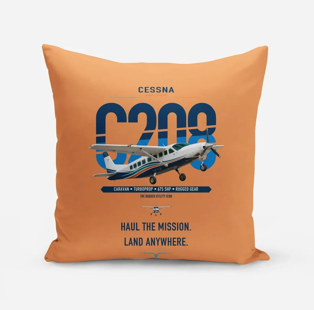 Cessna 208 Caravan design on orange pillow