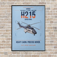 Thumbnail for Airbus H215 vertical canvas print - framed - light blue background