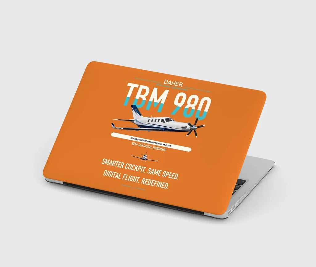 Daher TBM 980 design on orange MacBook case