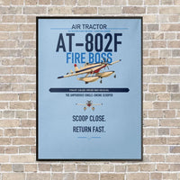 Thumbnail for Air Tractor AT-802F Fire Boss vertical canvas print - framed - light blue background