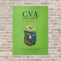 Thumbnail for Geneva Airport GVA vertical canvas print - no frame - light green background
