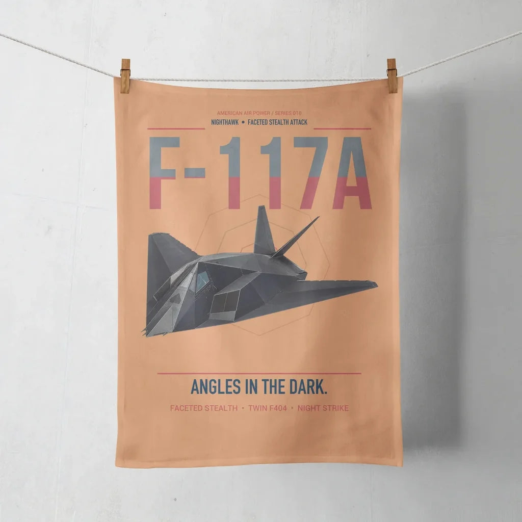 F-117A Nighthawk design on orange towel