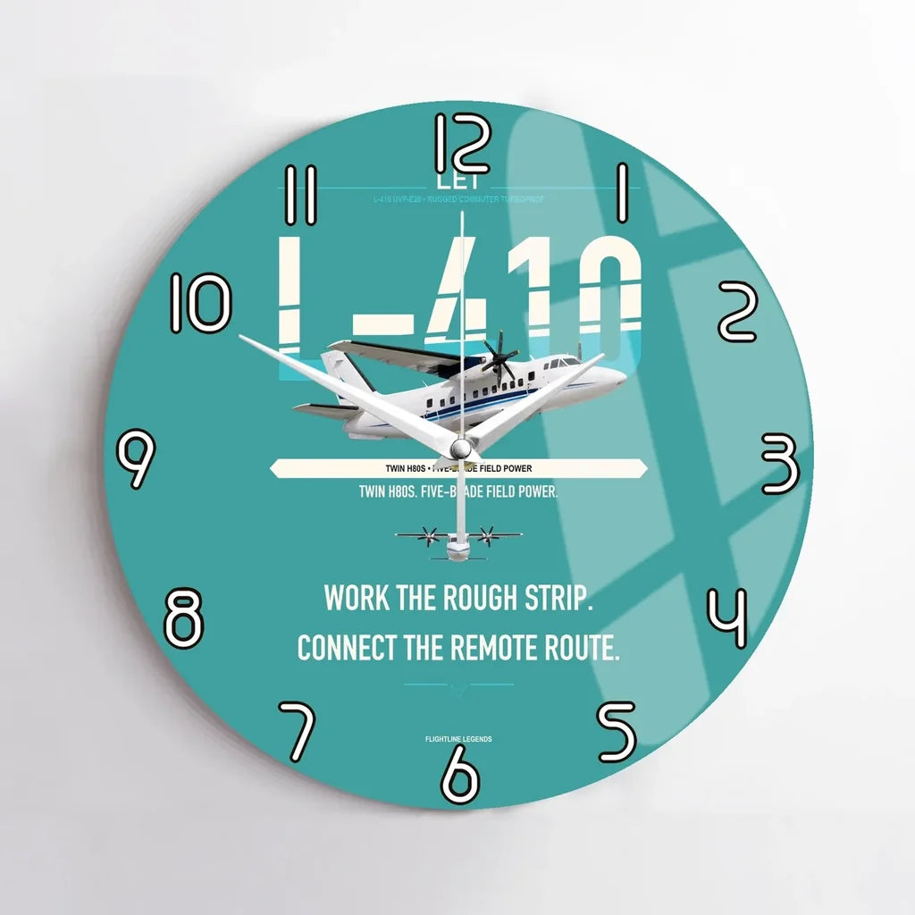 LET L-410 UVP-E20 design on turquoise no frame wall clock