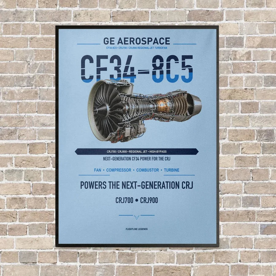 CF34-8C5 vertical canvas print - framed - light blue background