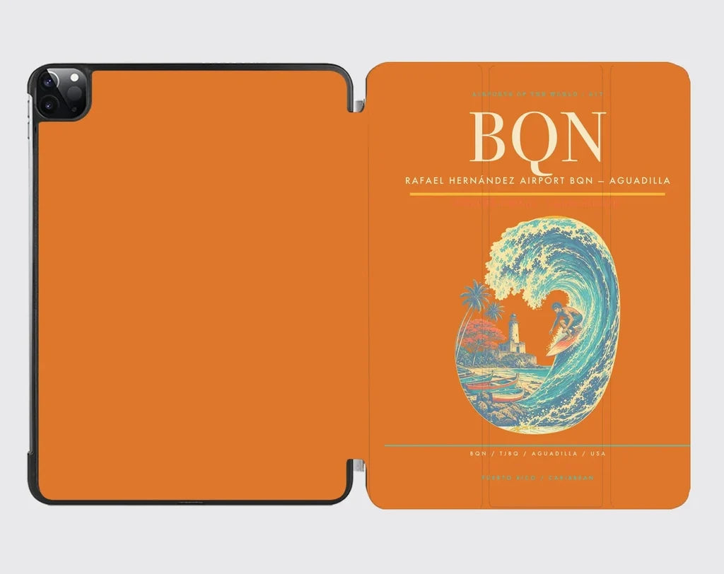 Rafael Hernández Airport (BQN) design on orange ipad tablet case