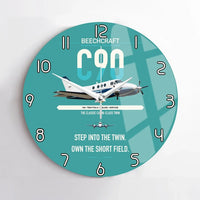 Thumbnail for Beechcraft King Air C90 design on turquoise no frame wall clock