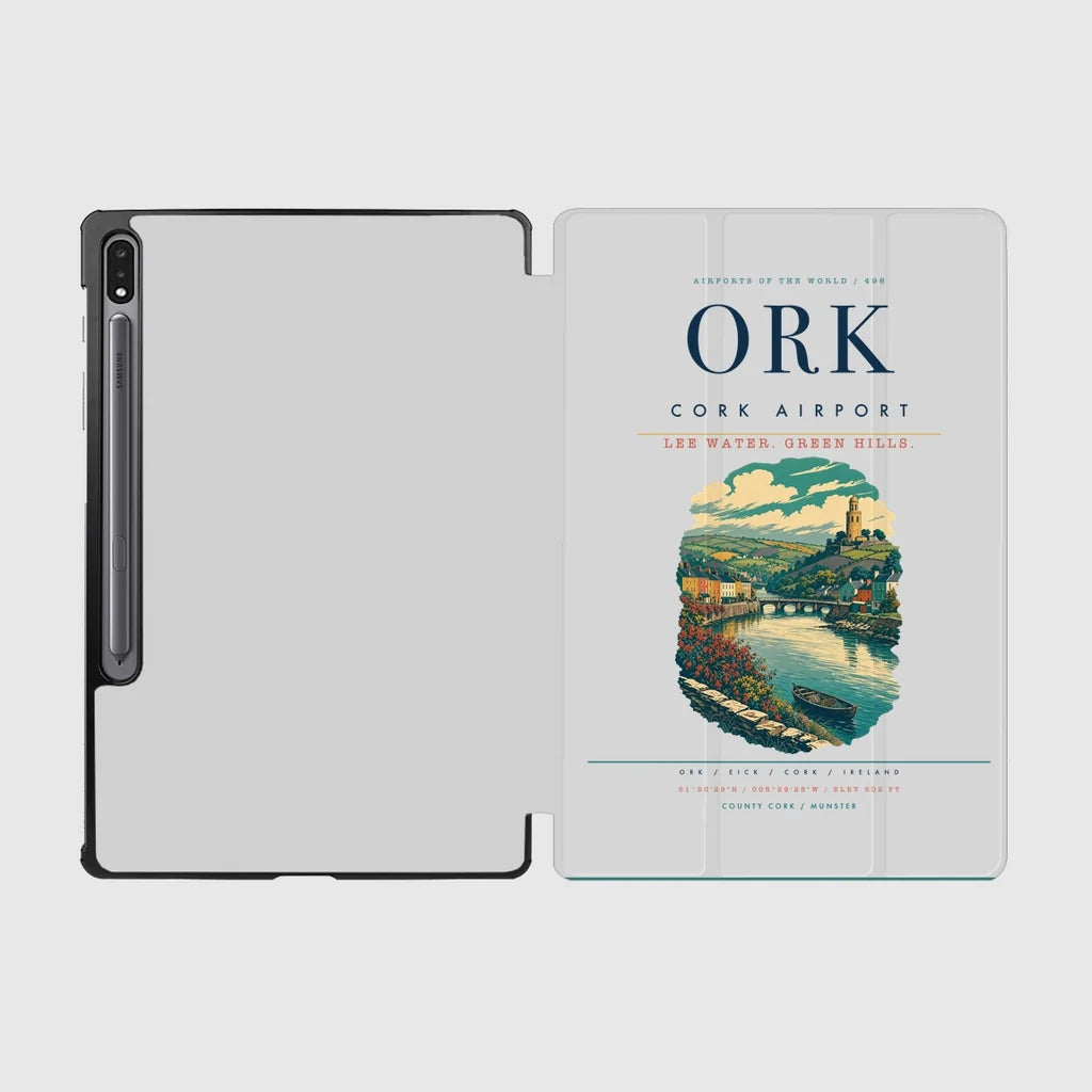 Cork Airport (ORK) design on light gray samsung tablet tablet case