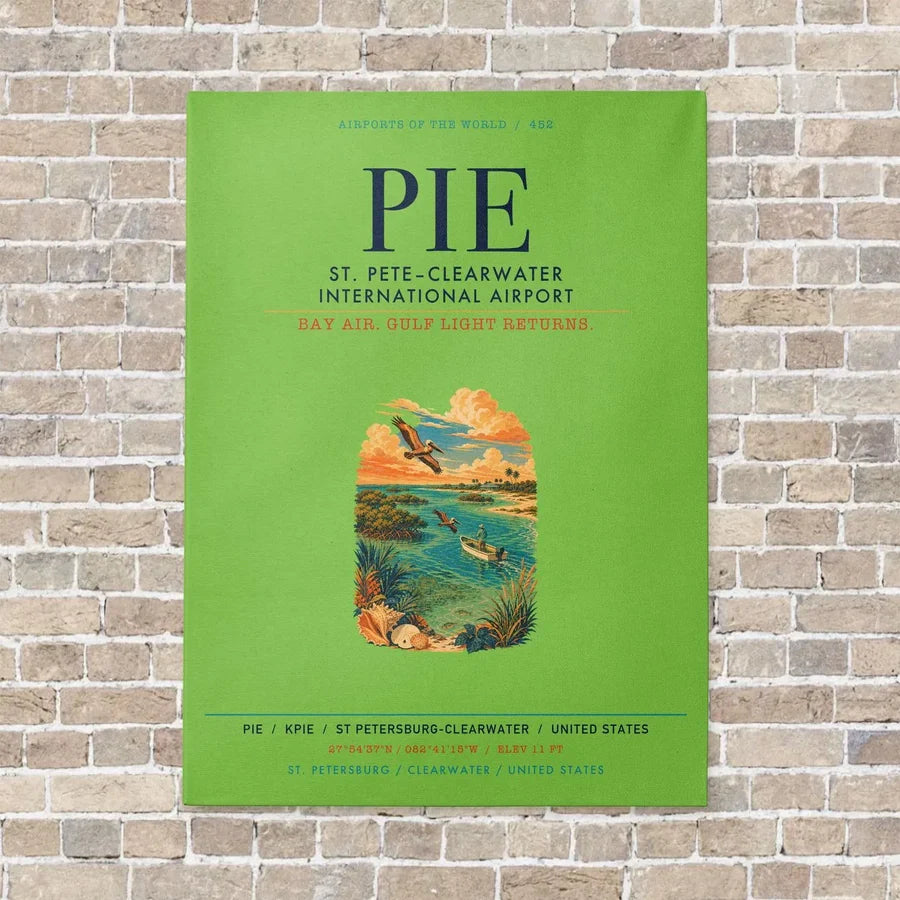 St. Pete–Clearwater International Airport PIE vertical canvas print - no frame - light green background